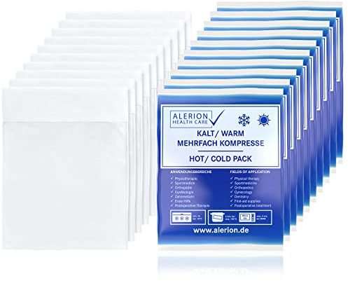 Alerion 10x Kalt Warm Kompresse 13x14 cm Set Angebot mit Vlieshülle PRO Mehrfach Kompresse Wiederverwendbar Mikrowellen geeignet + 5 Vlieshüllen PRO Coolpad Kühlpads