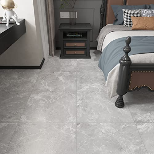 WESTICK Peel and Stick Floor Tile Grey Marble Vinyl Flooring Self Adhesive Waterproof Tile Stickers Thicker Removable Textured Backsplash Tile for Kitchen Bedroom Bathroom Living Room 20 PCS 12 x 12