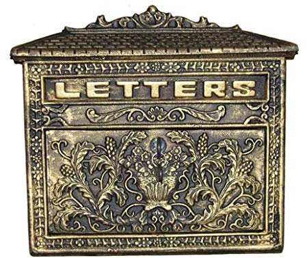 SMSOM Key Lock Mail Boxen im Freien, Verriegelungswandmontage Postfach, europäisch-Stil-Gusseisenguss Aluminium-Handwerk-Buchstabe-Box Sicherheitsschlüssel-Drop-Box