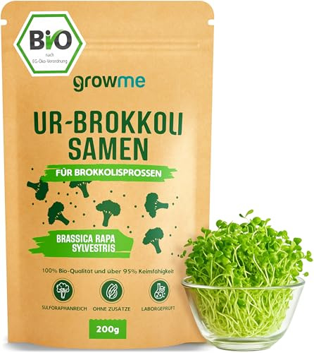 BIO Brokkoli-Sprossen Samen [200g] - Brokkoli-Samen mit über 95% Keimfähigkeit und einmalig hohem Sulforaphan-Gehalt - Microgreens zum Keimen - 100% laborgeprüfte BIO-Qualität