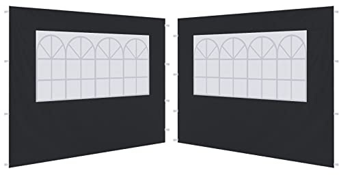 ABCCANOPY Pavillon Seitenteile 3x3,Seitenwände mit Fenster 2 Stück,Schwarz