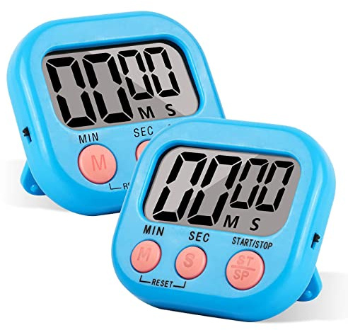 2 Pezzi Timer da Cucina, Divertenti Timer Cucina con Magnetico e Supporto, Allarme Forte Timer Digitale per Uovo,Studio, Lavoro,Palestra, Cuo