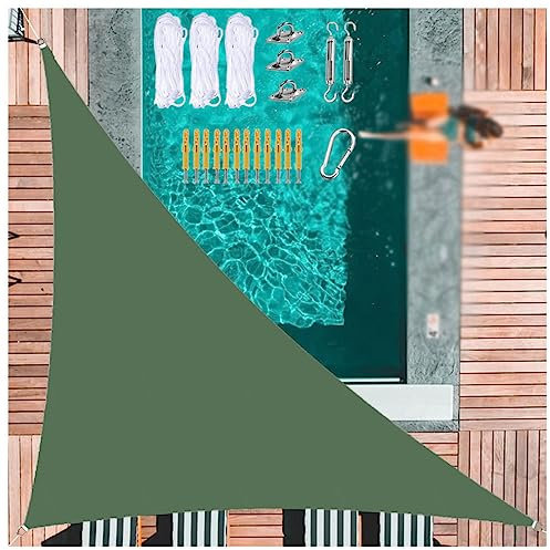 Voile D'Ombrage Triangle ， Bloque 90% Rayons UV Toile Dombrage Triangulaire ， pour Patio Jardin, Terrasse,ExtéRieur, Balcon,Green-3m/10ftx3m/10ftx3m/10ft