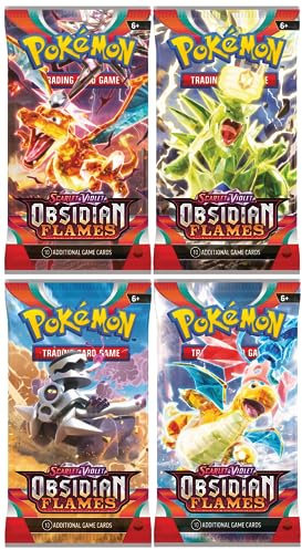 Pokémon TCG: Obsidian Flames - Scarlet And Violet - Booster Packs x 4 | Pokemon Obsidian Flames | Pokemon Scarlet And Violet | Perfect for Fans of Obsidian Flames Booster Box | Titan Authenticated