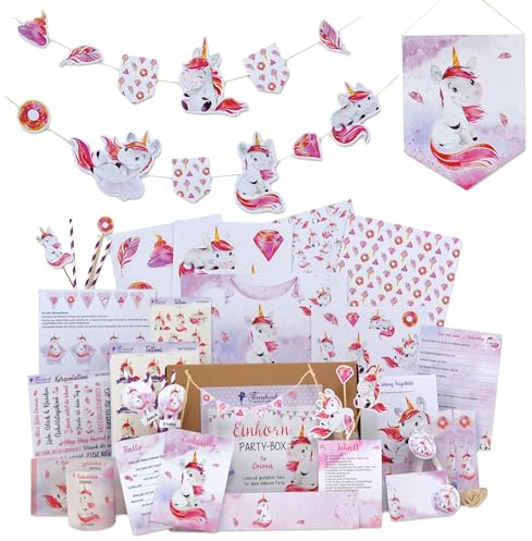 Feenstaub Kindergeburtstag Mottobox, Einhorn Geburtstagsdeko, Einhorn Geburtstag, Deko Geburtstag, Einhörner Einladungskarten, Einhornparty, Kuchendeko, Deko Set Kindergeburtstag