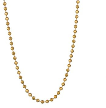 PAURO Small Bead Chain Necklaces for Women Men 2.4mm Wide Stainless Steel Ball Beads Link Chain Necklace, Gold 28''