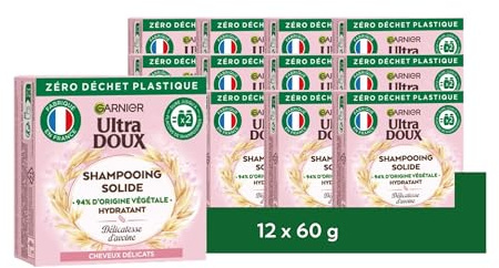 [LOT DE 12] Garnier Ultra Doux Shampooing solide Hydratant délicatesse 60g