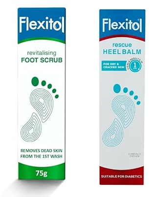 Flexitol Revitalising Foot Scrub 75g + Flexitol Heel Balm 112 g (Pack of 2)