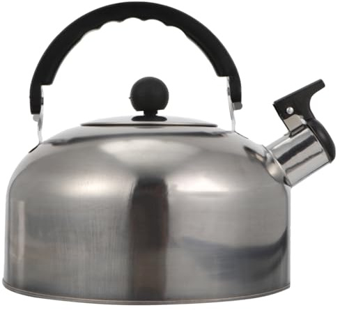 Mikikit Tetera Silbante De Acero Inoxidable 2L Con Mango Ergonómico Para Cocina Hogar Oficina Compatible Con Estufa Gas Y Eléctrica Hervidor Agua Silbante