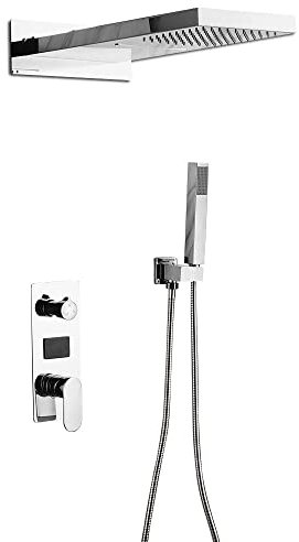 Duschsystem Unterputz, Digitales Duschset, Euro Stil Lcd Wandmontage Duschamaturenset, Digitalanzeige Dusche Mischbatterie Duschsäule Badezimmer Brausegarnitur, Handbrause Und Bidet-Sprayer