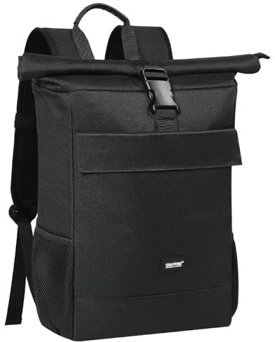 TANTOMI Rolltop Rucksack Damen Herren, Laptop Rucksack Wasserdicht Backpack Schulrucksack Tagesrucksäcke mit laptopfach für Schule Fahrradfahren Freizeit Reise