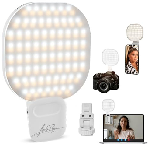 Larsa Pippen - LARSA Light - LED Selfie-Light with Clip & Glass Mirror - Rechargeable for Phone or Camera - 142 LEDs-Adjustable Brightness - Ideal for Makeup, TikTok, Content Creators