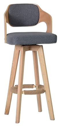 Xumh2024-3 Barhocker Tresenhocker 76 cm/29,92 Zoll einfacher hoher Holzhocker, drehbarer Barstuhl, bequemer Freizeitstuhl mit Rückenlehne Moderner Barstuhl Küchenhocker(C)