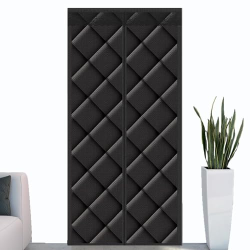 Kebinmaoyi Magnetischer Thermisch Isolierter Türvorhang, Winddichter Schalldämmender Vorhang Thermisch Winter, Tuch Mit Polyester,Baumwol,Türabdeckung Für Schlafzimmer, Küche Balkone,Schwarz,100x210cm