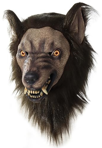 SWEETBIUTI Werwolf Maske Realistische Latex Halloween Maske One Size Scary Wolf Kostüm mit Reißzähne Lüftungslöchern Cosplay -Tiermaske für Erwachsene Halloween Party, Streiche, Carnivalen