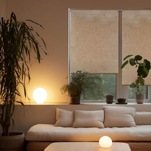 Blindecor Rollo ohne Werkzeug, Blickdicht, einfarbig, 67 x 180 cm (Breite x Höhe), Stoffgröße 63 x 180 cm, Easyfix Rollos, Leinengewebe