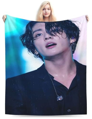 QapLWczK Jungkook Decke aus weichem und bequemem, warmem Fleece, Überwurfdecken, Yoga-Decken, Stranddecke, Picknickdecke, Geschenk für Wohnheim, Zimmer, Büro, Dekoration, Sofa, Bett, Camping, Reisen,