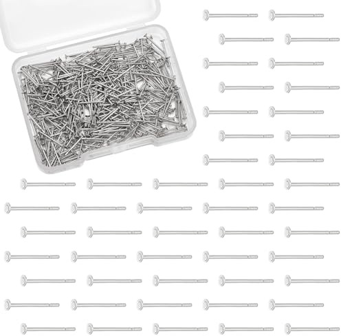 UNICRAFTALE circa 400Pz Perni per Orecchini Perni per Orecchini Piatti Perni per Orecchini In Acciaio Inossidabile Da 2mm Perni per Orecchini Piatti Vassoi Vuoti per Creazione di Orecchini Fai Da Te