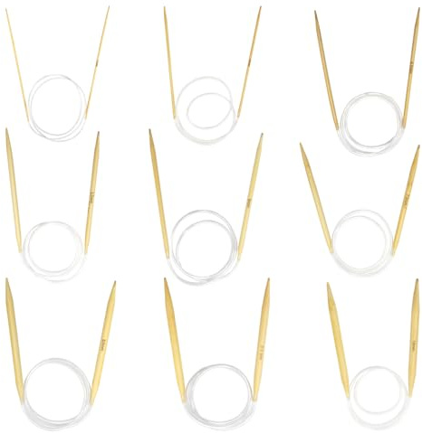 YXHZVON Juego de Agujas de Tejer Circulares de Bambú,60cm Agujas de Tejer de Doble Punta, Agujas de Tejer con Tubos de Plástico para Principiantes y Profesionales（2,5/3,5/4,5/5,5/6/7/8/9/10mm）
