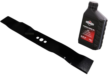 perfektGarten Lame de paillage pour tondeuse à gazon 46 cm compatible avec McCulloch M46-140WR M46-190AWREX MBO018 + huile Briggs & Stratton SAE30
