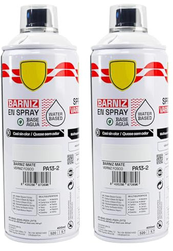 various - Pintura Spray Base Agua 400ml,Ecológica y Sin Olor,Para Muebles,Metal,Plástico y Madera,Colores Duraderos,Cobertura Uniforme - Barniz Mate,2 unidad