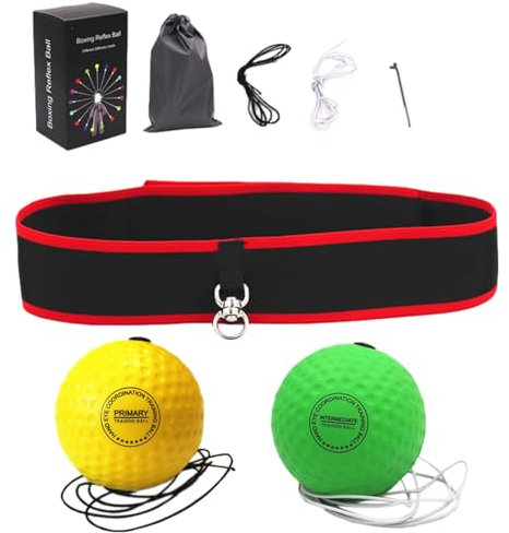 Box-Reflex-Ball, Box-Trainings-Stirnband für Erwachsene und Kinder, baut Beweglichkeit auf, tragbares Krafttrainings-Stirnband, Boxbälle mit verstellbarem Riemen, Boxball-Stirnband für Innenhof,