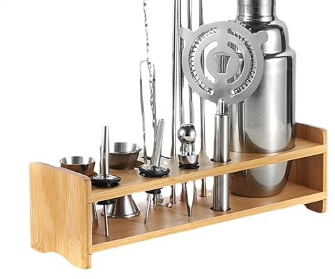 Generisch Barkeeper Kit Storage Stand, Cocktail Shaker Set Holzhalter - Professionelle Getränkewerkzeuge, Holzmixer -Set -Stand, Shake Accessoire Halter