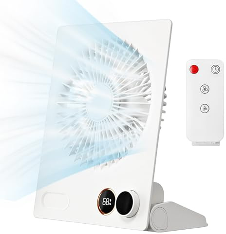 Mini ventilatore da tavolo con telecomando, ventilatore a batteria da 4000 mAh, velocità continua, ventilatore USB pieghevole a 180°, ventilatore portatile, ventilatore da tavolo USB per ufficio, casa