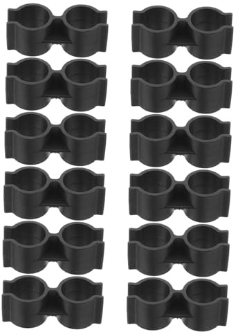 Lurrose 12pcs Plastic Double Pipe Clips Shelf Pole Connectors Enhanced Stability Panel Clamp Fasteners for Warehouse and Supermarket Applications