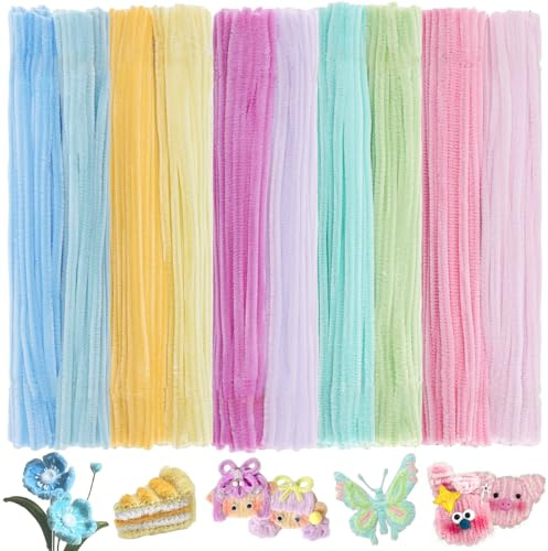 TIGOADT 500 Piezas Limpiapipas Manualidades Pastel, 30 cm Largo y 8 mm Grosor Set de Limpia Pipas Coloridos, Tallos de Chenilla para Flores DIY y Decoraciones Festivas (10 Colores Macaron)