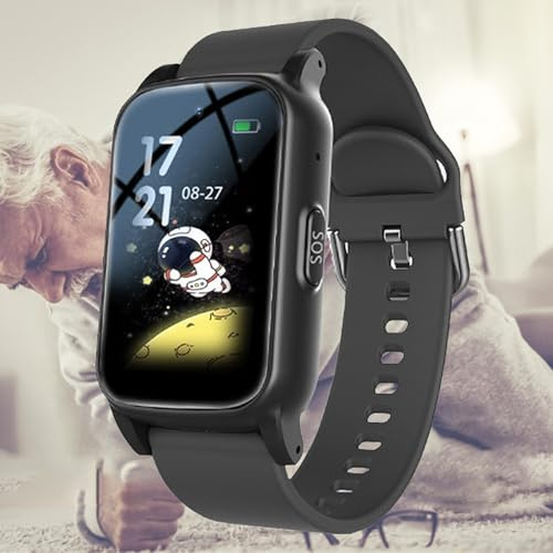 Reloj Inteligente con Detección Caídas para Personas Mayores,Pulsera Salvavidas GPS 4G Llamada SOS, Reloj Localizador GPS Y Botón De Ayuda SOS, para DemenciaBlack,One Size