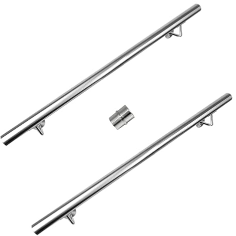 CAVATINY Edelstahl Handlauf Geländer für Treppen Brüstung Balkon - Wandhandlauf Wandhalterung - Innen und Außen Handlauf Geländer Treppengeländer Edelstahl (2x100cm)
