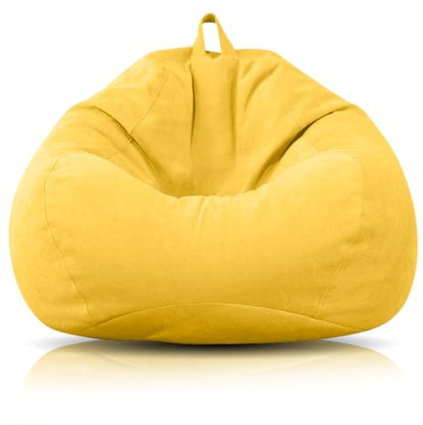 RANJIMA Sittsäckar för barn och vuxna, sittsäck 100 x 120 cm, vuxensäck, stor leksäck, XL med icke-vadderat foder, för inomhus- och utomhusbruk, vardagsrum (gul)