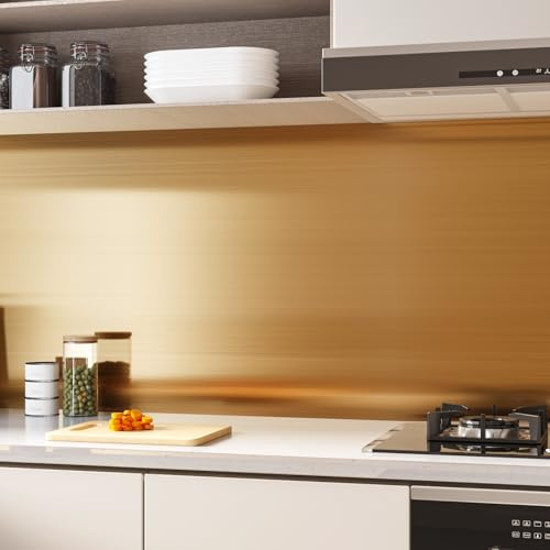 VaryFloral Tapete Gold Möbelfolie Selbstklebend 30cmx300cm Klebefolie Möbel Luxus Goldfolie Selbstklebend Tapeten Gebürstetem Gold Wasserdicht Retro Klebetapete Folie für Möbel Schranke Lagerregal
