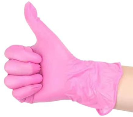 Guanti monouso in vinile rosa da 20/100 pezzi - Senza lattice e di qualità alimentare for la pulizia, preparazione l'uso in cucina(20PCS PINK,L)
