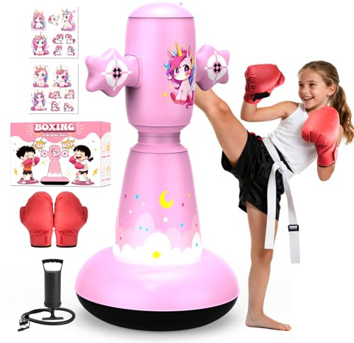 DIY Funpunching Ball Enfants, Sac de Frappe Enfant Set pour 3-10, avec 2 Cibles et Gants de Boxe pour EnfantsSac de Boxe pour Garçons et Filles, Le Cadeau d'anniversaire ou de Noël Le Plus Spécial.