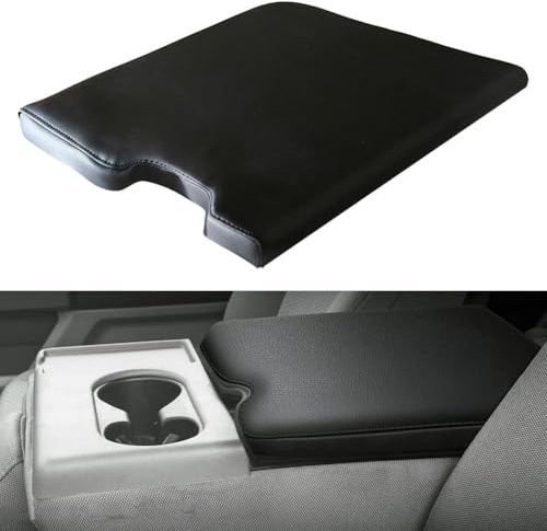 Tidevib Housse d'accoudoir de voiture pour Ford 2015-2023, en cuir synthétique, noir, protège de l'usure et de la saleté, installation facile avec bandes en caoutchouc