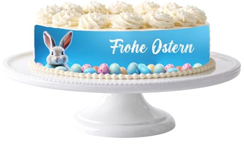 Essbares Tortenband Ostern – Zuckerdekoration für Kuchen & Torten – Osterdesign mit Schriftzug – Set aus 3 Zuckerfolien