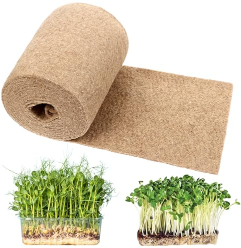 1 Roll 10 X 157 Microgreen Grow Mat Natural Fiber Grow Mats Microgreens | Grow Kit Hydroponic Pads Indoor Organic Production for Microgreen Starter Tray Wheatgrass Hanging Basket Liner (10 X 157)