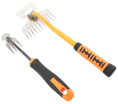 CHICIRIS Outil de Jardinage de Râteau à Main en Acier Inoxydable pour Ameublir Le Sol et Désherber avec Poignée Ergonomique 4 Dents 11 Dents