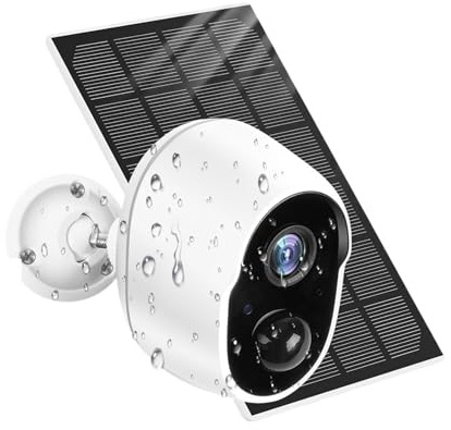 Caméra de Sécurité, Batterie Solaire Rechargeable 9000mAh IP65, caméra de Surveillance extérieure sans Fil WiFi 3MP, sirène de vidéosurveillance(Solar Camera 128G)