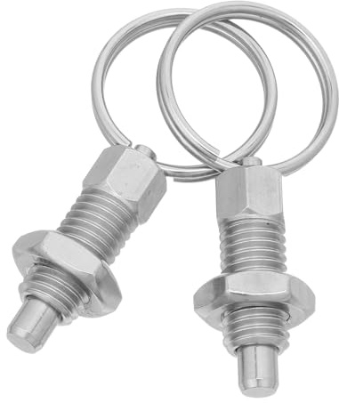 CLISPEED Pasador de Émbolo de Índice de Resorte Retráctil de Acero Inoxidable M10 con Anilla de Tracción, 2 Unidades, Herramienta Manual para Aplicaciones Industriales Maquinaria