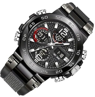 Orologio analogico digitale: orologio con doppio schermo, orologio sportivo impermeabile per uomo e donna, in acciaio inox, cinturino in silicone | Orologi analogici digitali usa