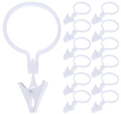 PERSELOSO Anillas para Cortinas con Clips 80 Unidades Color Blanco Anillos para Cortina de Ducha con Pinzas para Barra Romana Accesorios para Baño y Hogar
