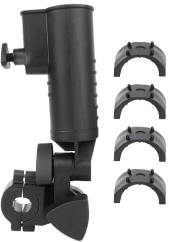 Clamp on Golf Umbrella Mount for Push Cart, Adjustable Holder Bracket with Direction Joint, 33cm Overall Length, 5.7cm Tube Opening for Golfers Golf Push Cart Umbrella Mount Adjustable Holder Clamp