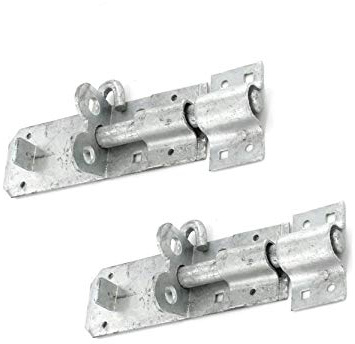 Discount Hardware UK Door Lock Brenton Strong Sliding Pad Lock Bolt for Garden Shed Gate Door Security, Sliding Doors Lock, Patio Door Security Lock, Heavy Duty Padlock, 200mm (8) 2Pcs Galvenised