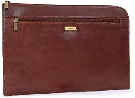 Visconti - Herren A4 Leder Notizbuchtasche - Schreibmappe mit Reißverschluss - Konferenzmappe Passend für ein Tablet - Bond - 18238 - Hellbraun