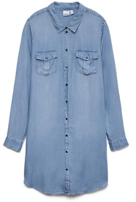 VERO MODA Kvinnlig jeansklänning VMSILLA kort klänning, Ljusblå denim, XXL