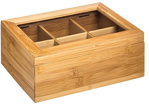 SG Secret de Gourmet Caja de té x6 Compartimentos de bambú, Beige, 22x16x8.7cm