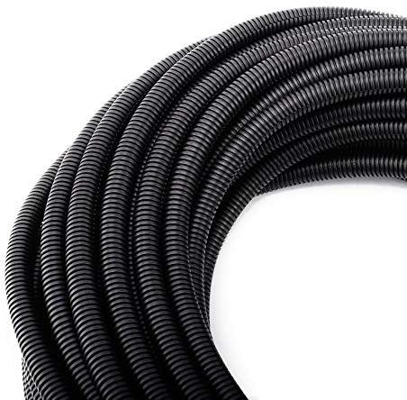 ZhiYo 50FT 3/8” Wire Loom Split Tubing Auto Wire Conduit Flexible Cover | High Temperature Heat Resistant -40F to 257F | Plastic Cover for Electrical Wires & Cables